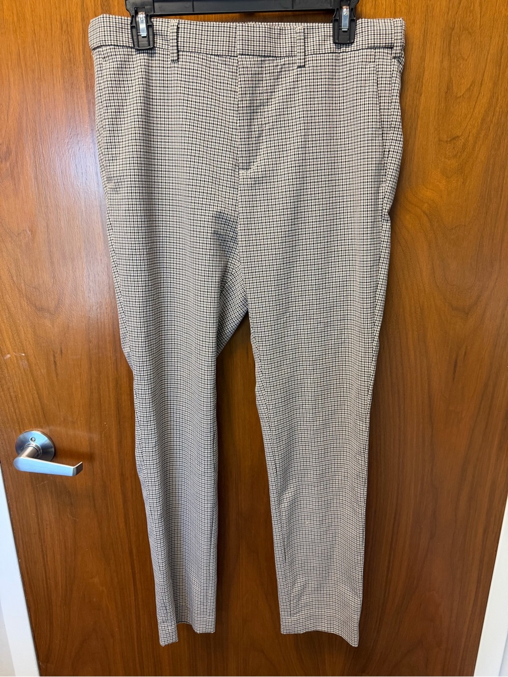 H&M Men's Slim Dress Pants in Black and White Micro-Check